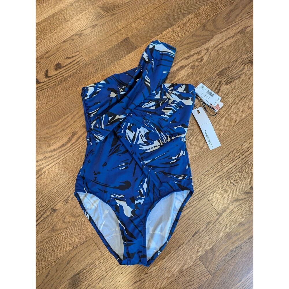 MIRACLESUIT Magicsuit Mirage Goddess One piece Blue Swimsuit sz 8 2-way wear NWT